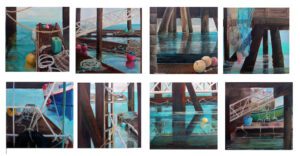 Pier and Ocean. Sequence of oil studies each 20x20cm